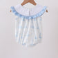 Blue Sailboat Smocked Ruffle Bubble