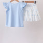 Blue Sailboat Embroidered Skorts Set