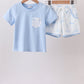 Blue Sailboat Shorts Set