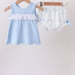 Blue Sailboat Smocked Scalloped Bloomer Set
