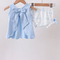 Blue Sailboat Smocked Scalloped Bloomer Set