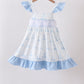 Blue Sailboat Smocked Ruffle Dress