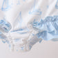 Blue Sailboat Smocked 2PC Swimsuit