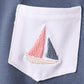 Blue Sailboat Print Shorts Set