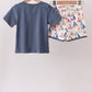 Blue Sailboat Print Shorts Set
