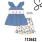 Blue Sailboat Smocked Ruffle Shorts Set