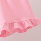 Pink Bow Print Ruffle Shorts Set