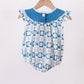 Blue Crab Embroidered Checkered Ruffle Bubble