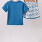 Blue Crab Embroidered Checkered Shorts Set