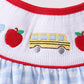 Blue School Bus Smocked Gingham Ruffle Shorts Set
