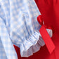 Blue School Bus Smocked Gingham Ruffle Shorts Set