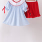 Blue School Bus Smocked Gingham Ruffle Shorts Set