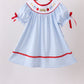 Blue School Bus Smocked Gingham Dress