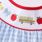 Blue School Bus Smocked Gingham Dress