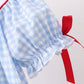 Blue School Bus Smocked Gingham Dress