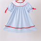 Blue School Bus Smocked Gingham Dress