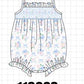 Blue Floral Smocked Bubble
