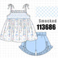 Blue Floral Smocked Ruffle Shorts Set