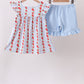 Red Apple Applique Ruffle Shorts Set