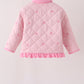 Pink corduroy bow embroidery ruffle jacket