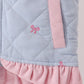 Blue corduroy bow embroidery ruffle vest