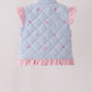 Blue corduroy bow embroidery ruffle vest