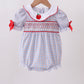 Blue Apple Smocked Plaid Bubble