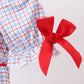 Blue Apple Smocked Plaid Bubble