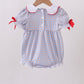 Blue Apple Smocked Plaid Bubble