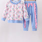 Blue floral jogger set
