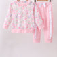 Pink floral jogger set