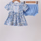 Blue Floral Print Bloomer Set