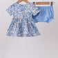 Blue Floral Print Bloomer Set