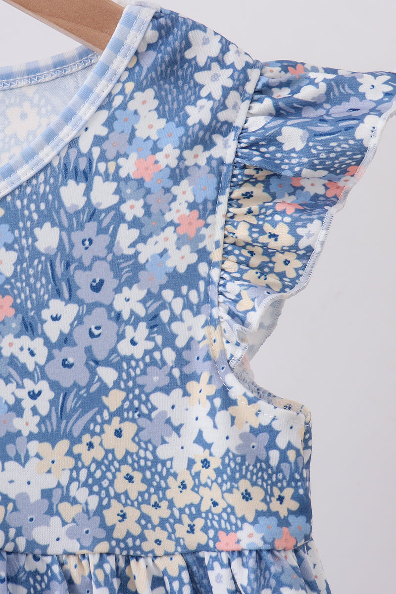 Blue Floral Print Dress