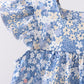 Blue Floral Print Ruffle Pants Set