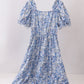 Blue Floral Print Mom Dress