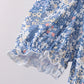 Blue Floral Print Mom Dress
