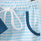 Teal Apple Embroidered Stripe Pants Set