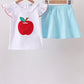 Blue Apple Applique Skorts Set