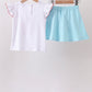 Blue Apple Applique Skorts Set