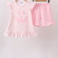 Pink Jack-O-Lantern  Applique Ruffle Shorts Set