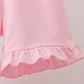 Pink Jack-O-Lantern  Applique Ruffle Shorts Set