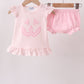 Pink Jack-O-Lantern  Applique Ruffle Bloomer Set