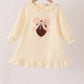 Cream Football French Knot Ruffle Dress