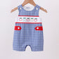 Navy Apple Embroidered Gingham Jon Jon