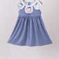 Navy Apple Embroidered Gingham Dress