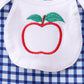 Navy Apple Embroidered Gingham Dress