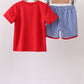 Red Apple Embroidered Gingham Shorts Set