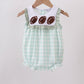 Green football french knot gingham ruffle bubble