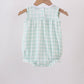 Green football french knot gingham ruffle bubble